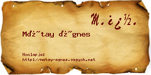 Mátay Ágnes névjegykártya